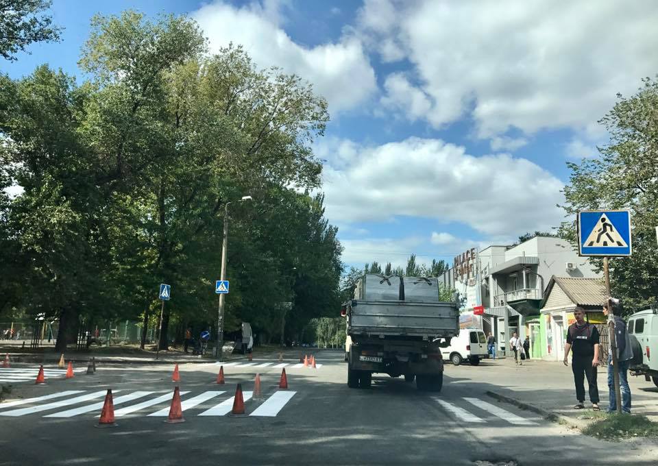 После оглашения акции «Найди зебру», в  запорожской мэрии нанесли разметку возле школы (ФОТО)
