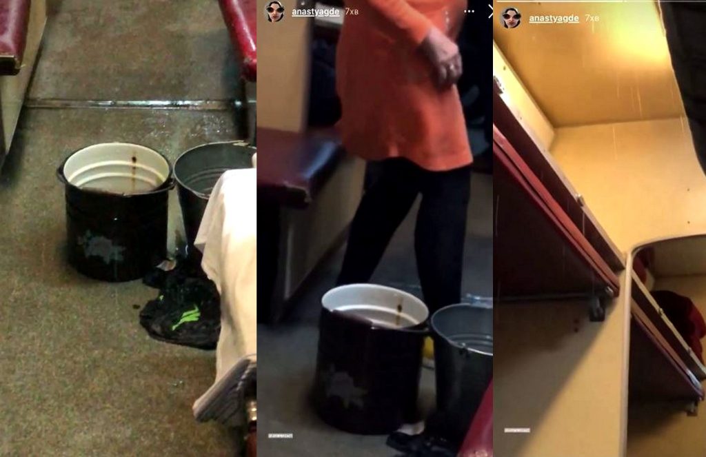 УЗ угодила в очередной скандал: пассажиры сидели с ведрами из-за дырявого потолка (ФОТО, ВИДЕО)